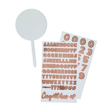 Personalised Acrylic Cake Topper & Rose Gold Sticker Sheets