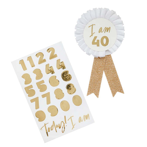 Gold Milestone Birthday Badge with one sticker sheet