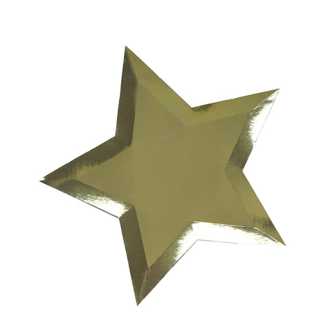8 Gold Metallic Star Plates