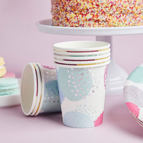 8 Pastel Patterned Paper Cups