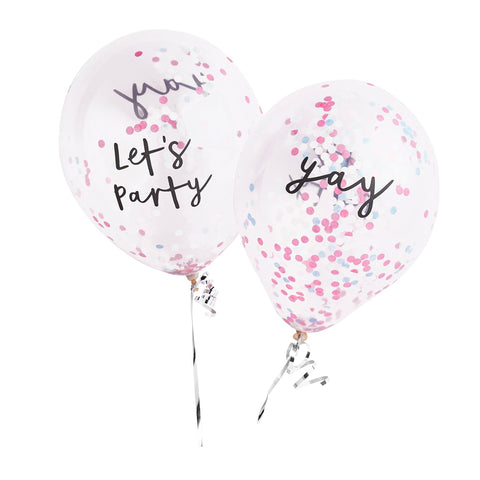 5 Let's Party & Yay Pastel Confetti Balloons