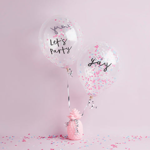 5 Let's Party & Yay Pastel Confetti Balloons