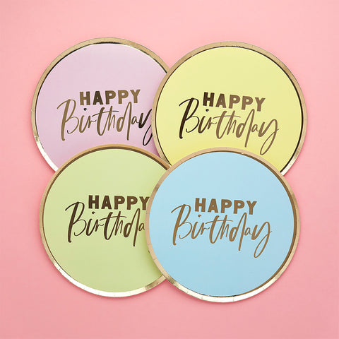 8 Pastel 'Happy Birthday' Paper Plates