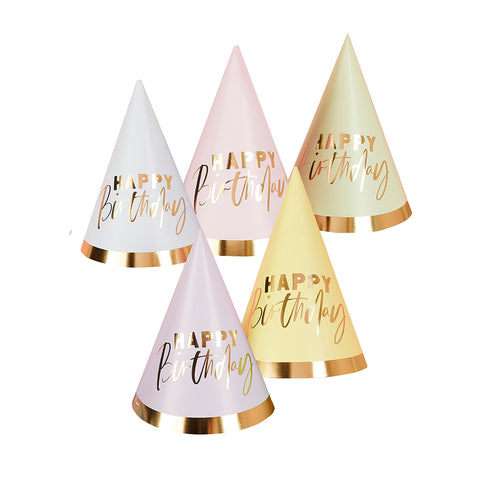 Pastel 'Happy Birthday' Party Hats 10 Pack