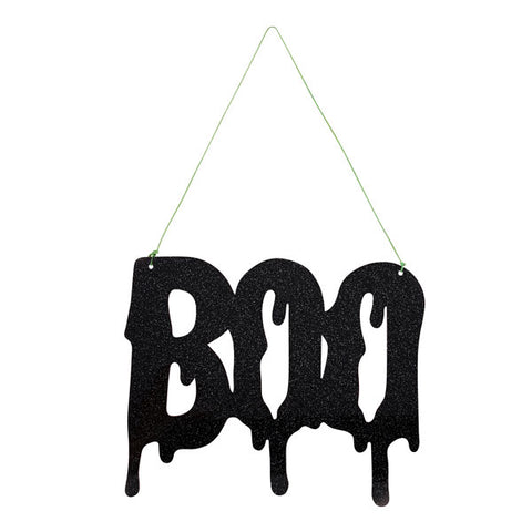 'Boo' Black Glitter Acrylic Sign