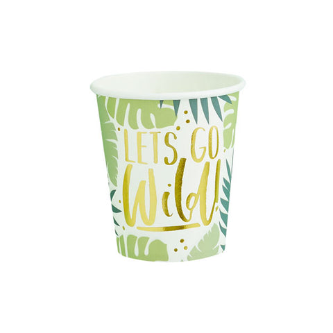 10 Tropical Leaf Patterned Paper Cups