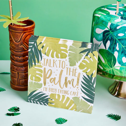 20 Tropical Leaf Patterned Paper Napkins