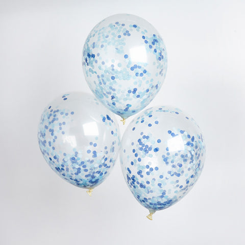 5 Blue Confetti Balloons