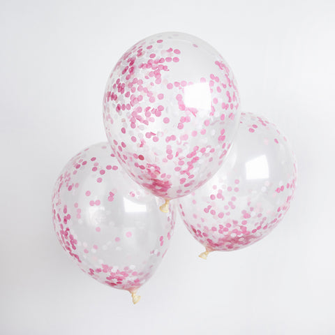 5 Pink Confetti Balloons