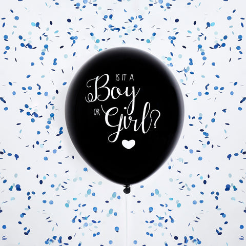 18" Black Gender Reveal Balloon - Blue