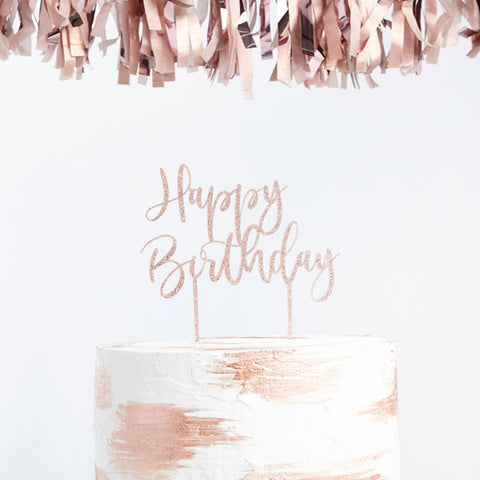 'Happy Birthday' Glitter Acrylic Cake Topper