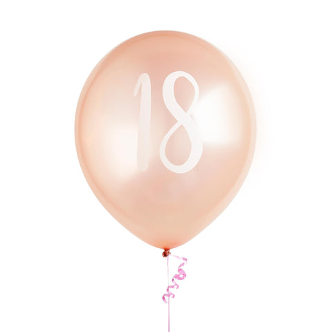 5 Rose Gold Number 18 Balloons