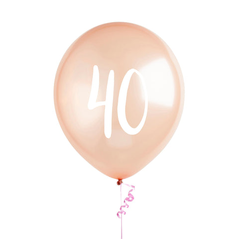 5 Rose Gold Number 40 Balloons