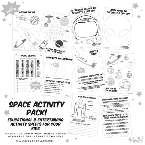Free Space Activity Sheets Pack Digital Download