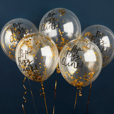 5 'Pop Fizz Clink' Confetti Balloons
