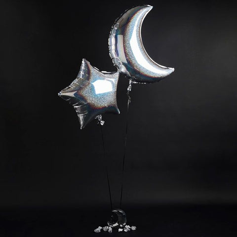 Moon 28" Foil Balloon & Star 24" Foil Balloons